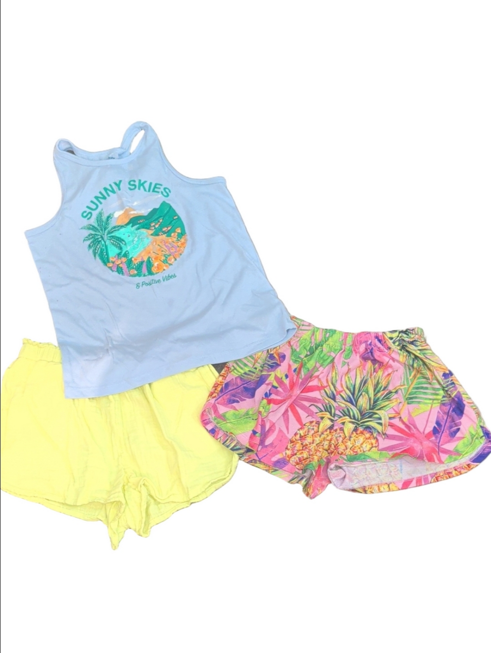 Girls Summer Size L 10-12 Bundle: Gap Kids Yellow Shorts & Old Navy Graphic Tank